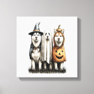 Lienzo Perro Husky Siberiano Fantasma de Halloween