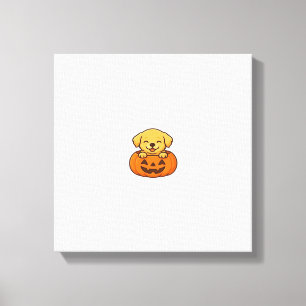 Lienzo Perro Kawaii de Halloween � Calabaza Cachorro Pega