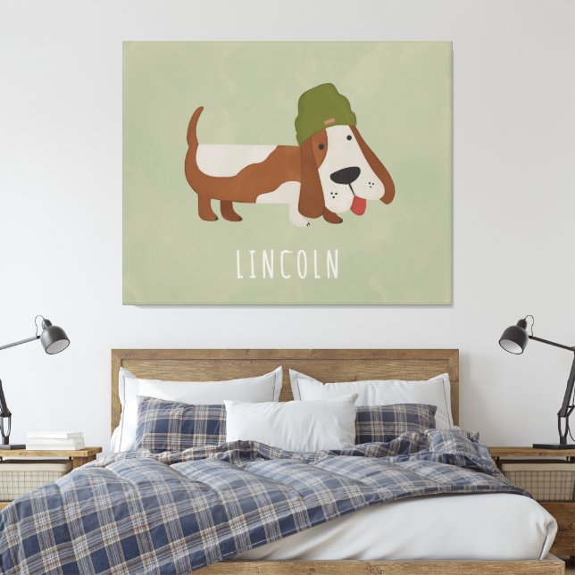 Lienzo Perro lindo en un gorro personalizado (Insitu(Dormitorio))