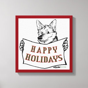 Lienzo Perro navidad: ¡Felices fiestas!