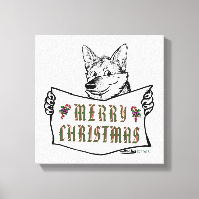 Lienzo Perro navidad: ¡Feliz Navidad! (Anverso)