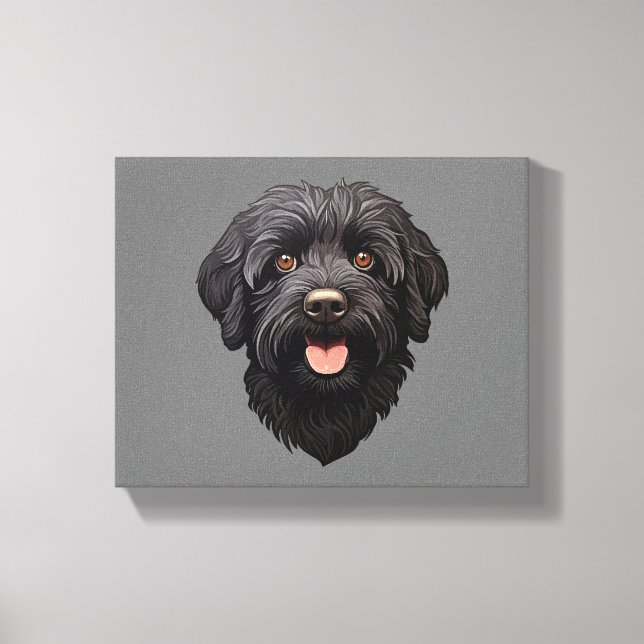 Lienzo Perro negro Labradoodle (Anverso)