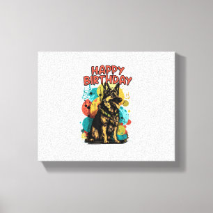 Lienzo Perro Pastor Alemán Feliz Cumpleaños Fiesta Shep R