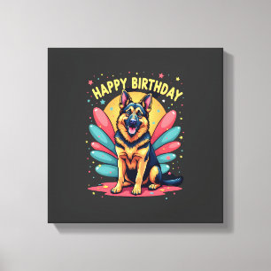 Lienzo Perro Pastor Alemán Feliz Cumpleaños Fiesta Shep R