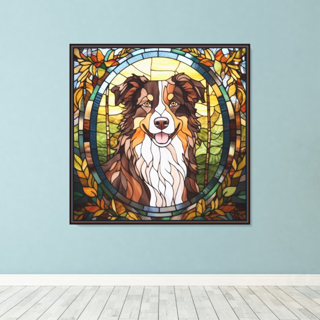 Lienzo Perro pastor australiano (Insitu (piso de madera))