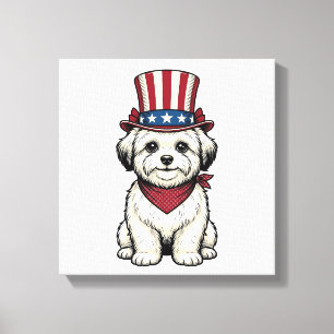 Lienzo Perro Patriótico Grabado Vintage Diseño Vectorial_
