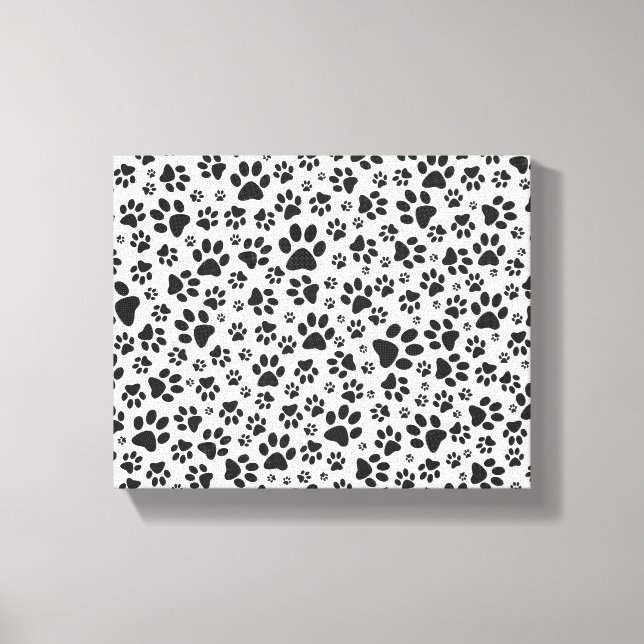 Lienzo Perro Paws Black and White Polka Dot (Anverso)