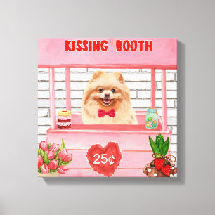 Lienzo Perro Pomerania El día de San Valentín Kissing Boo