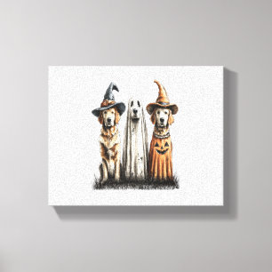 Lienzo Perro Retriever Dorado Fantasma de Halloween