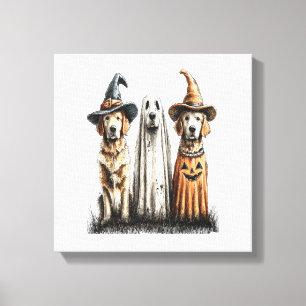 Lienzo Perro Retriever Dorado Fantasma de Halloween