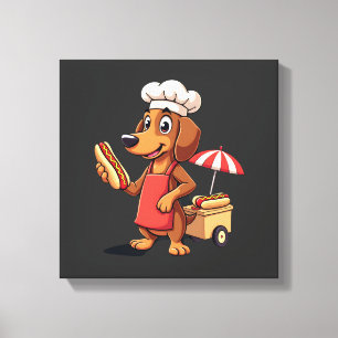 Lienzo Perro salchicha divertido sandwich de salchicha pe