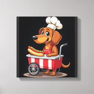 Lienzo Perro salchicha divertido sandwich hot dog salchic