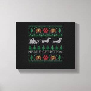 Lienzo Perro salchicha navideño Dachshund perro vienés Da