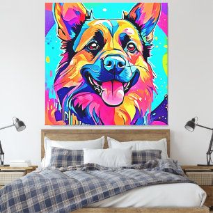 Lienzo Perro Vibrante: Amor de Cachorro Feliz
