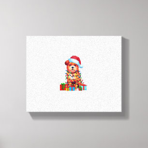 Lienzo Perro Zuchon Luces feas de Navidad Gorro de Santa