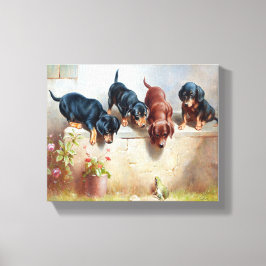 Lienzo Perros Cachorros Perros Viejos Vintage