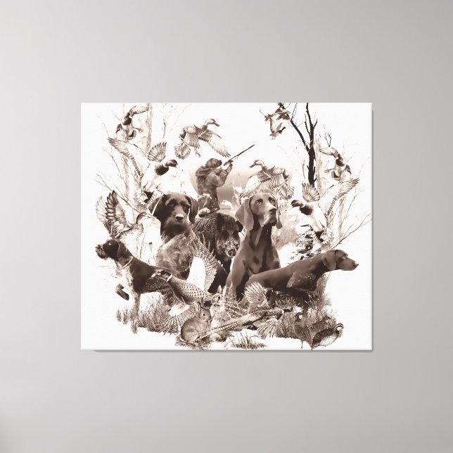 Lienzo Perros de caza, Perros de armas, Caza de camisetas (Anverso)