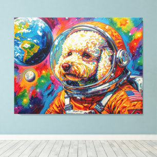 LIENZO PERROS EN EL ESPACIO-CANICHE
