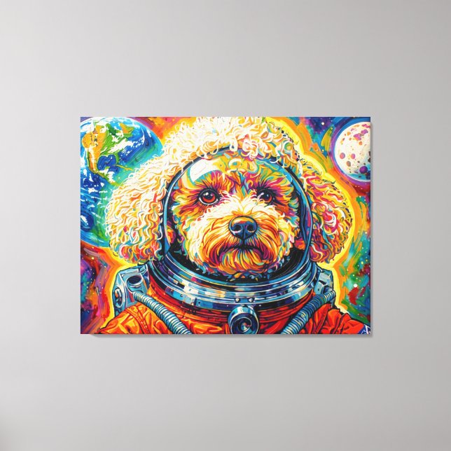 LIENZO PERROS EN EL ESPACIO-CANICHE 12 (Anverso)