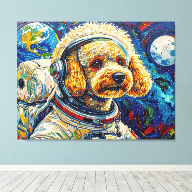 LIENZO PERROS EN EL ESPACIO-CANICHE 24 (Insitu (piso de madera))