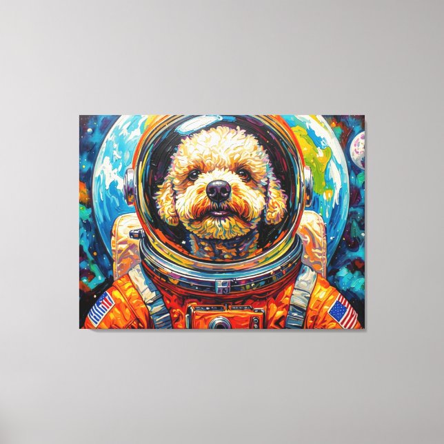 LIENZO PERROS EN EL ESPACIO-CANICHE 8 (Anverso)