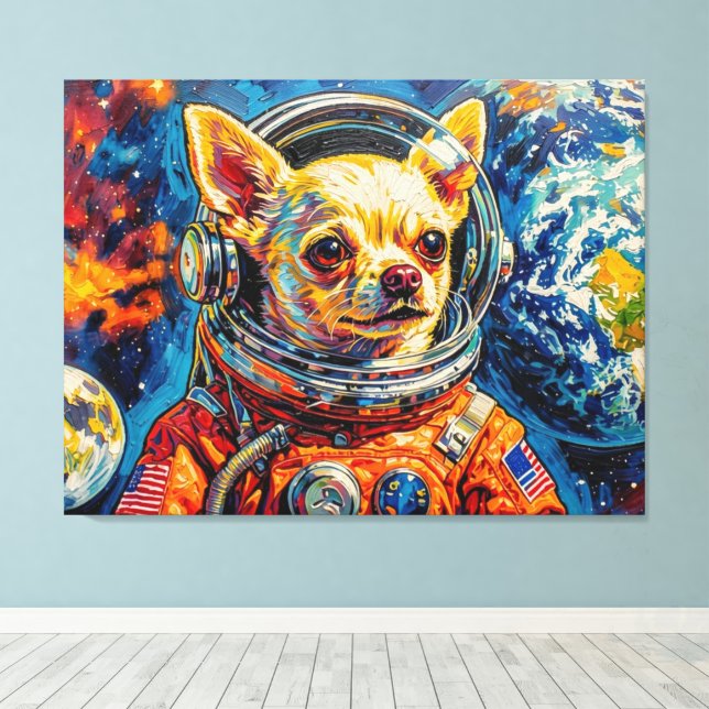 LIENZO PERROS EN EL ESPACIO-CHIHUAHUA (Insitu (piso de madera))