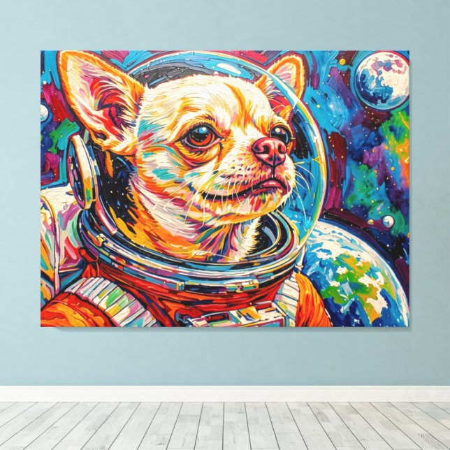 LIENZO PERROS EN EL ESPACIO-CHIHUAHUA 4 (Insitu (piso de madera))