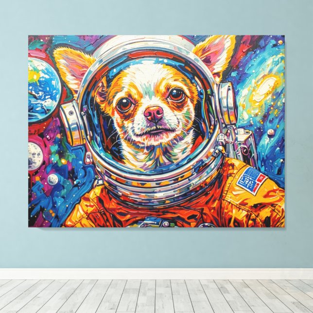 LIENZO PERROS EN EL ESPACIO-CHIHUAHUA 8 (Insitu (piso de madera))