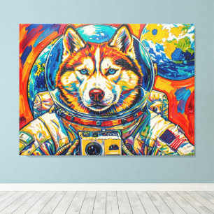LIENZO PERROS EN EL ESPACIO-HUSKY 3