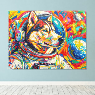 LIENZO PERROS EN EL ESPACIO-HUSKY 4