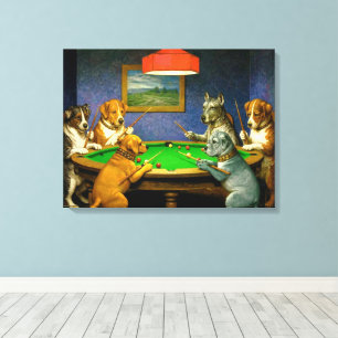 Lienzo Perros jugando billar snooker broma divertida
