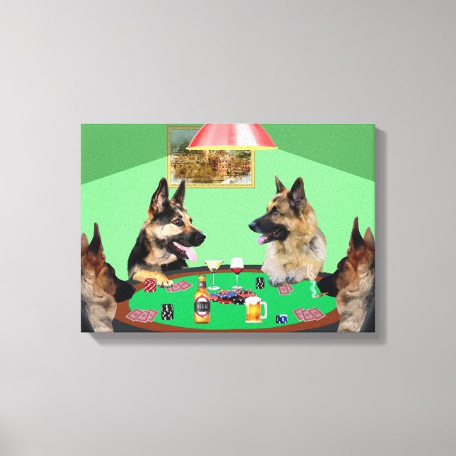 Lienzo Perros pastores alemanes jugando al póquer (Anverso)