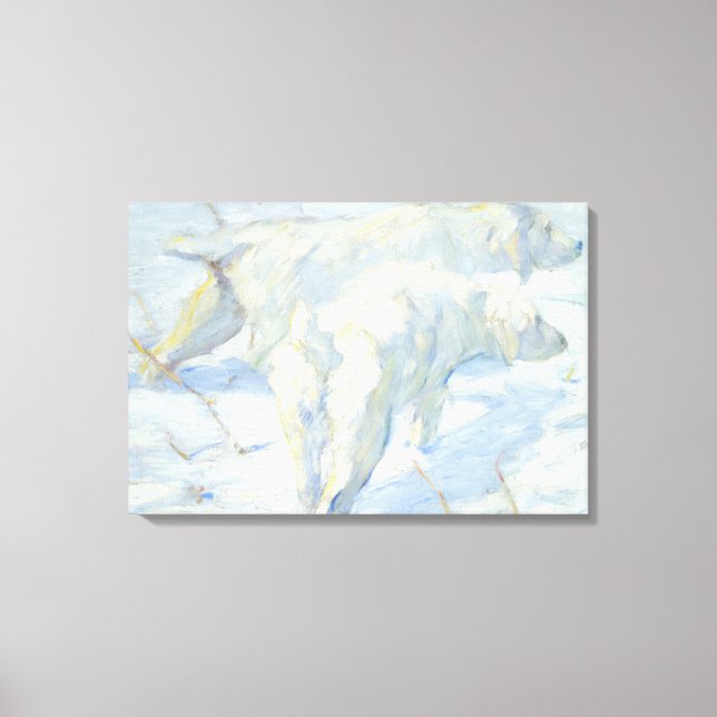 Lienzo Perros siberianos en la nieve (Anverso)