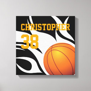 Lienzo Personalice la lona llameante del baloncesto B/W