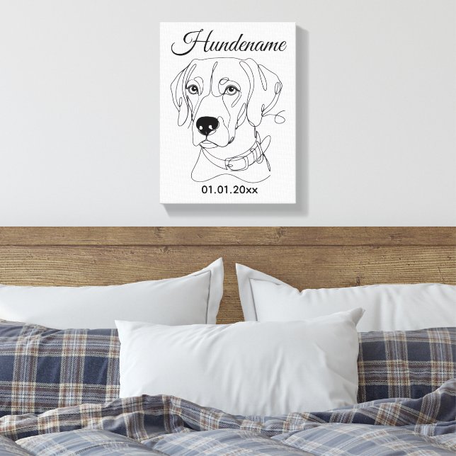 Lienzo Personalisierte Hunde One Line Art Weimaraner (Insitu(Dormitorio))