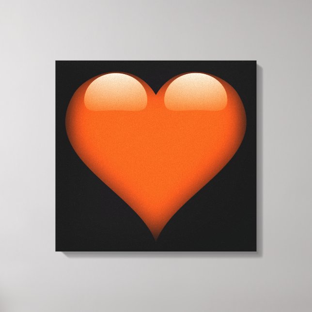 Lienzo Personalizable de corazón de vidrio naranja (Anverso)