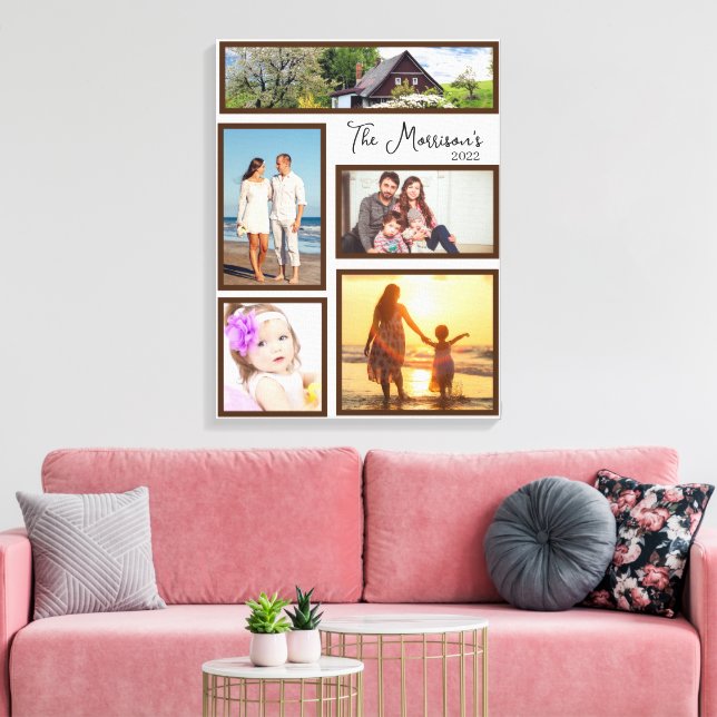 Lienzo Personalizable Familia Cinco Collages de fotos (Insitu (Sala de estar))