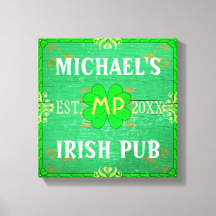 Lienzo Personalizable Home Bar Irish Pub Green