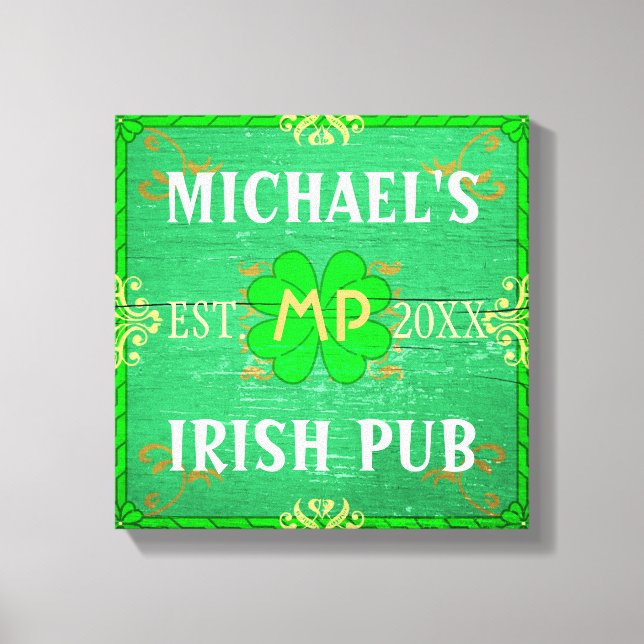 Lienzo Personalizable Home Bar Irish Pub Green (Anverso)