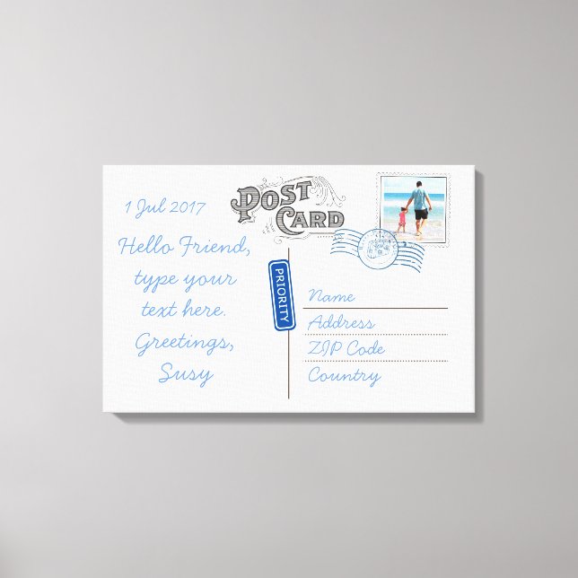 Lienzo Personalizable Postal Cara de fondo (Anverso)