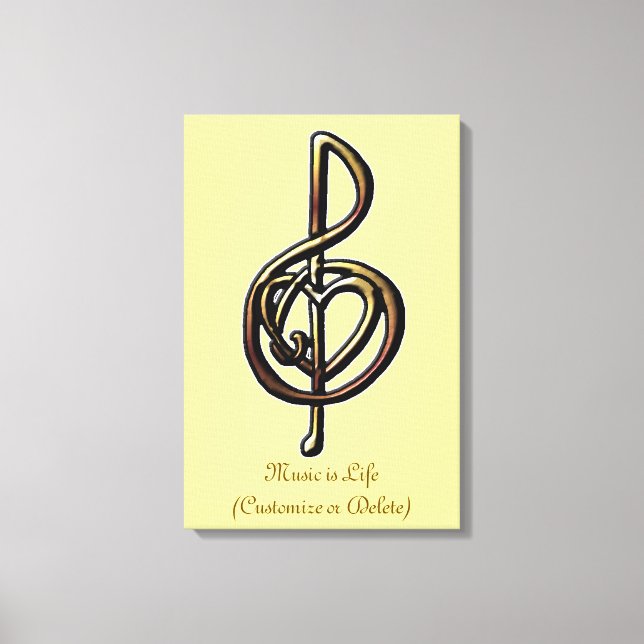 Lienzo Personalizable Treble Clef Heart (Anverso)