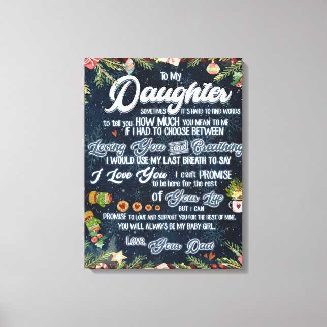 Lienzo Personalizada Una Carta A Mi Hija De Papá, (Anverso)