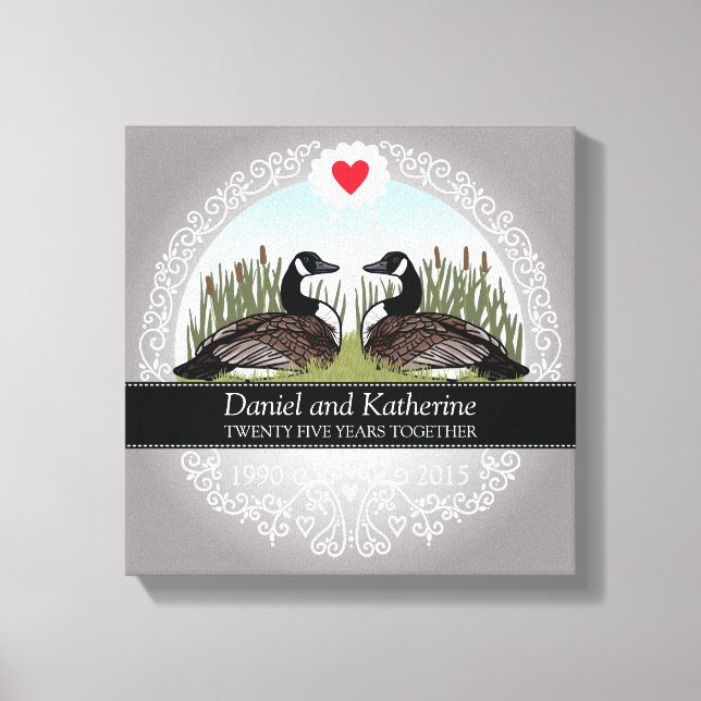 Lienzo Personalizado 25° Aniversario Boda, Geese (Anverso)