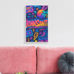 Lienzo Personalizado 80 Retro Neon Name Poster - John San
