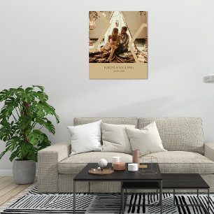 Lienzo Personalizado Beige boda fecha Canvas estiradas