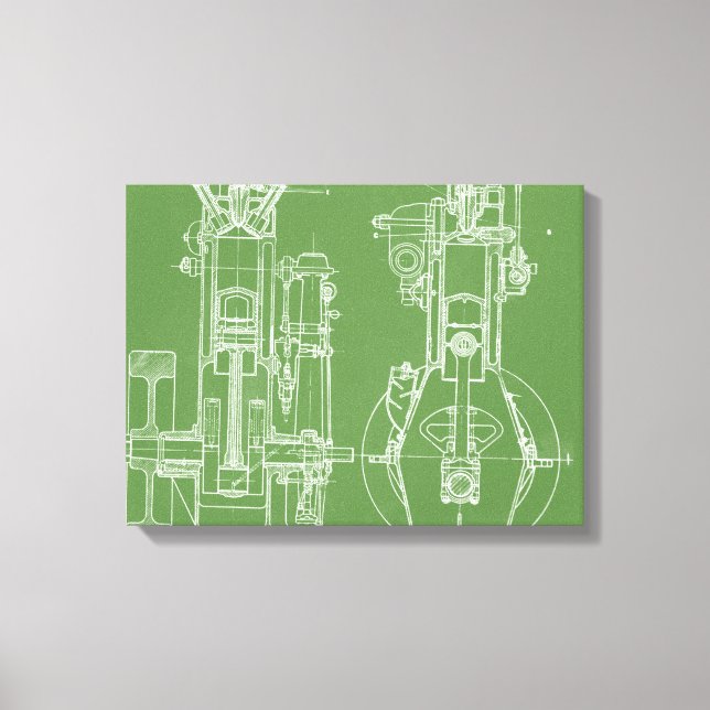 Lienzo Personalizado BLANCO AZUL DE VINTAJE DE DIBUJO MEC (Anverso)