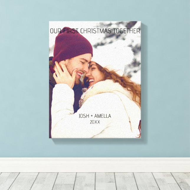 Lienzo Personalizado Cute Couple Foto (Insitu (piso de madera))
