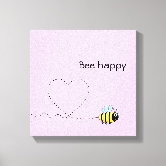 Lienzo Personalizado de abejas lindo feliz rosa (Anverso)
