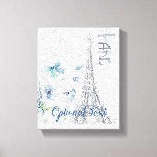 Lienzo Personalizado de Escena de París y Flores Azules