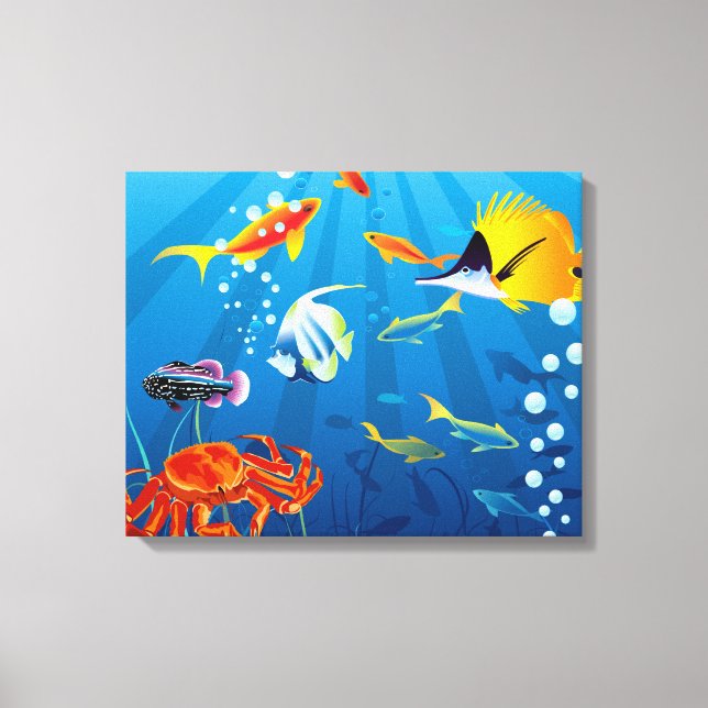 Lienzo Personalizado De Fantasía De Peces Subacuáticos (Anverso)